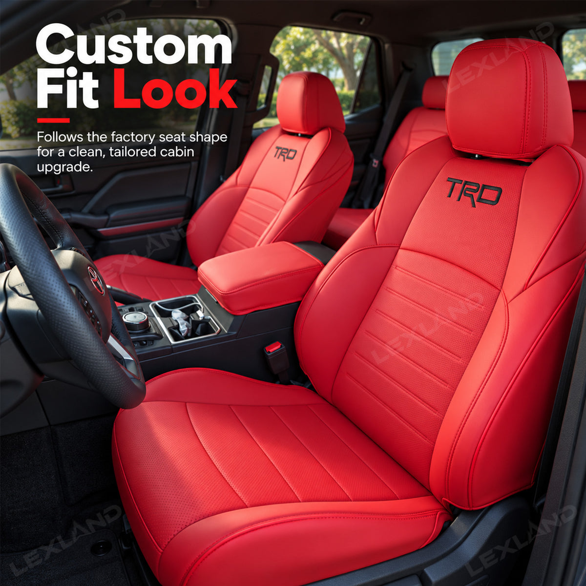 Tacoma /4Runner Seat Covers Full Coverage Embossed Seat Protector with TRD Style for Toyota