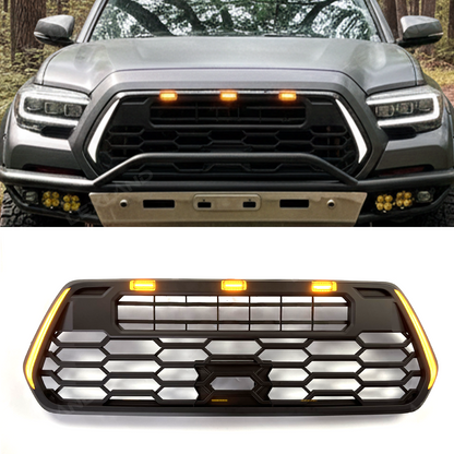 Tacoma Front Bumper Grille With DRL & Turn Signals TRD PRO Style Front Grill Replacement