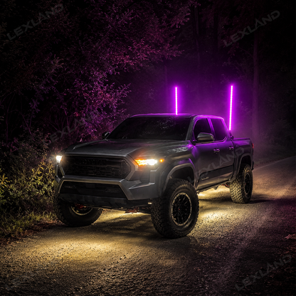 Tacoma LED Bed Whip Lights with Mounting Brackets 2FT RGB Truck Bed Mounted Whip Poles