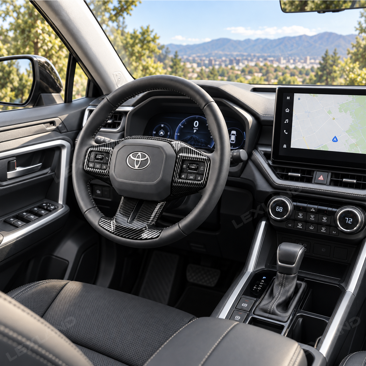 RAV4 Steering Wheel Cover ABS Carbon Fiber Style Interior Upgrade for Toyota