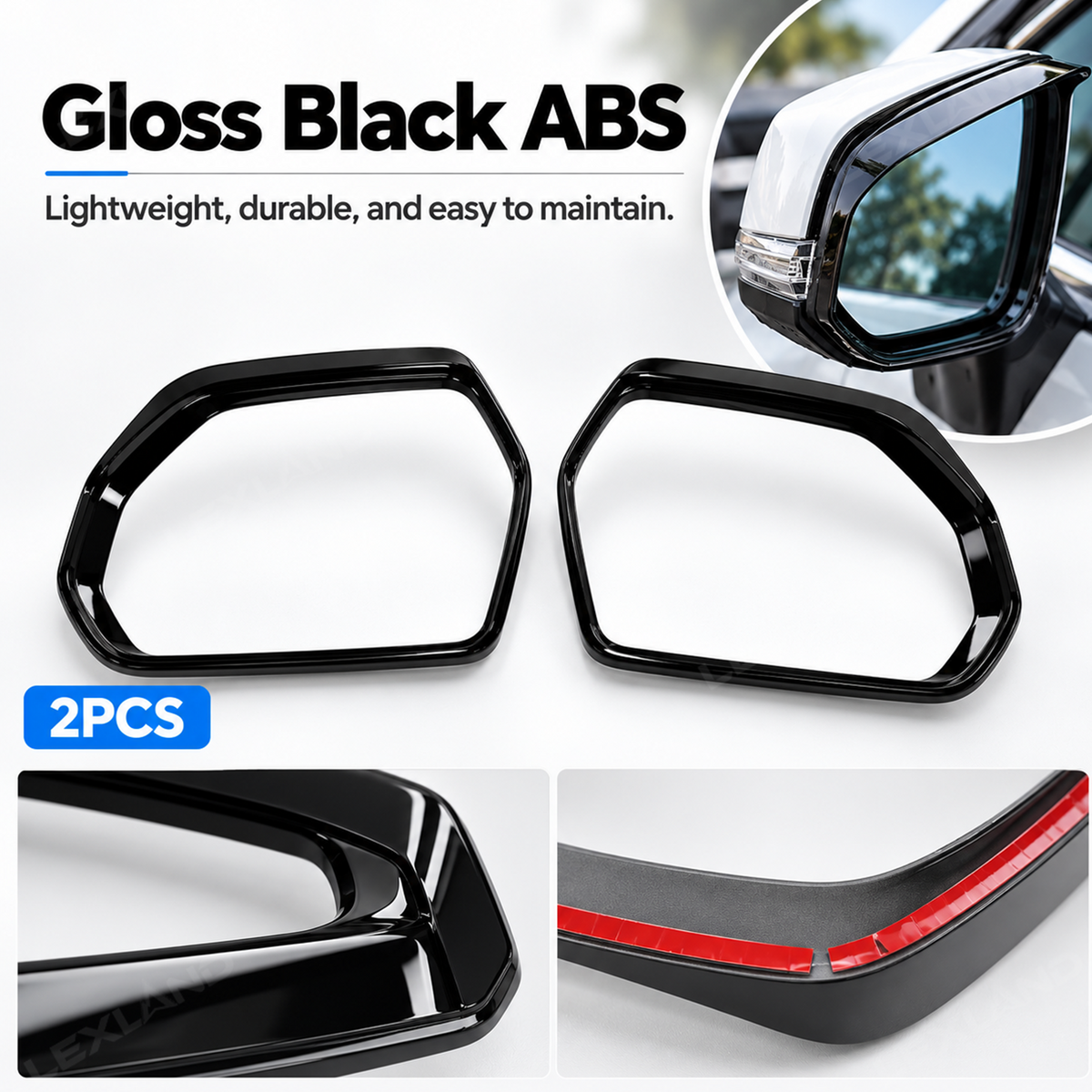 Tundra Rearview Mirror Rain Eyebrow Trim Side Mirror Rain Guard Eyebrow Cover Trim 2PCS for Toyota