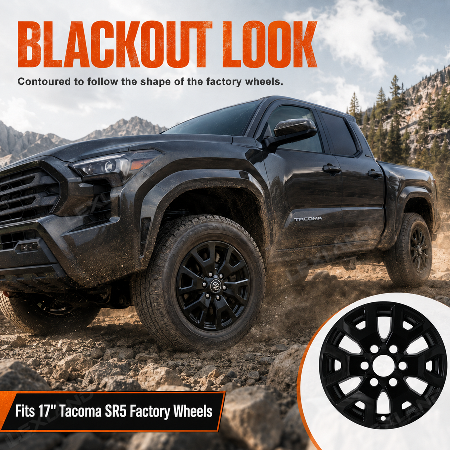 Tacoma SR5 17'' Wheel Covers OEM-Style Hubcaps 4PCS Snap-On Installation for Toyota