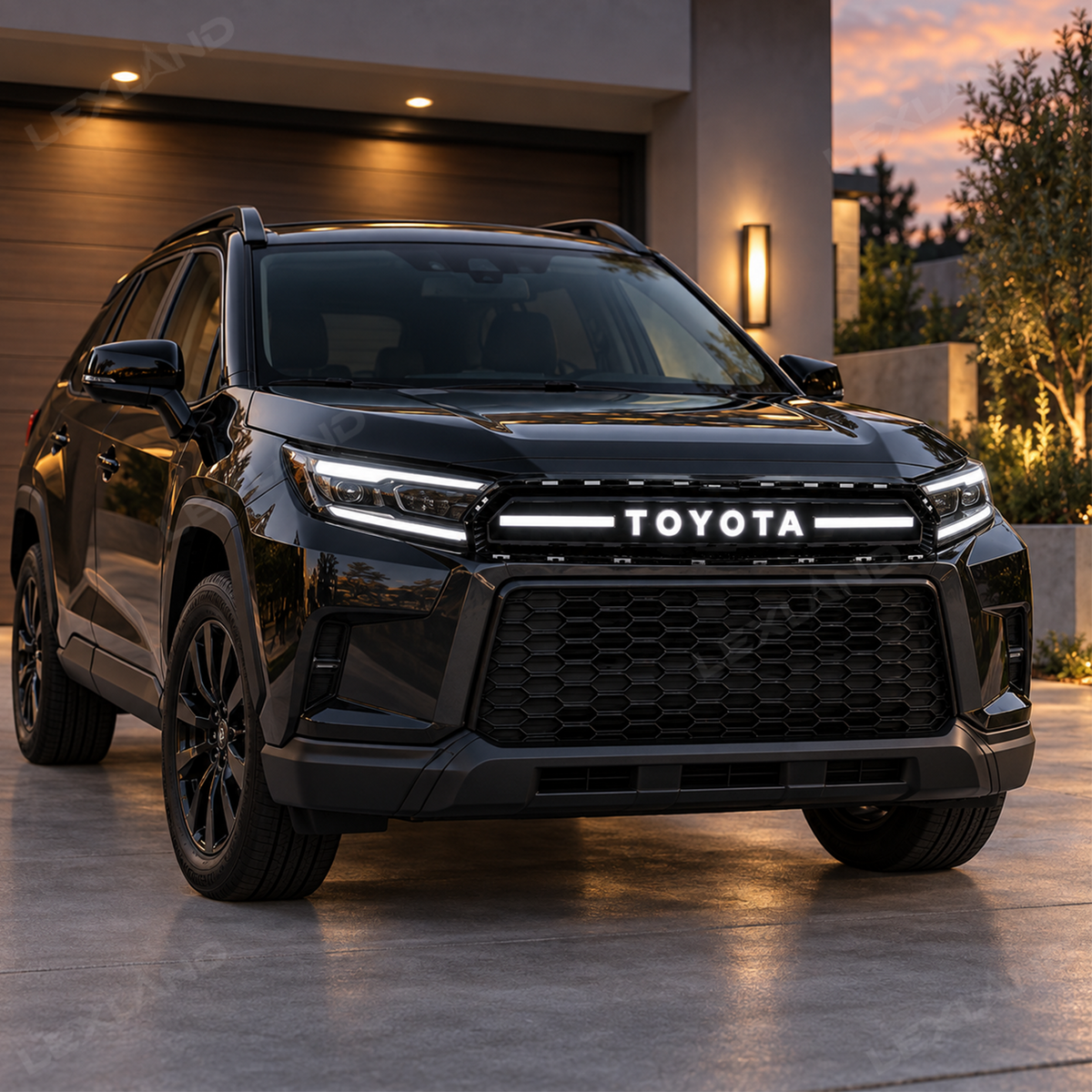 RAV4 Front Bumper Grille Light Bar Dual-Color Illuminated TOYOTA Style Front Grille with DRL