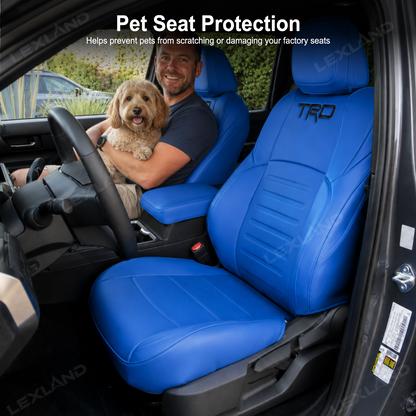Tacoma /4Runner Seat Covers Blue Embossed Seat Protector with TRD Letter Style Premium Interior Protection