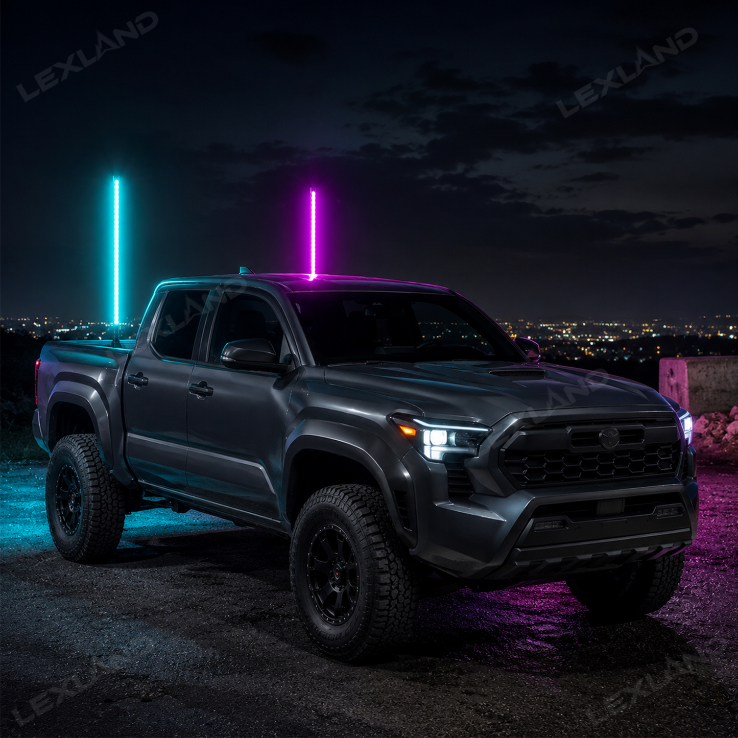 Tacoma LED Bed Whip Lights with Mounting Brackets 2FT RGB Truck Bed Mounted Whip Poles