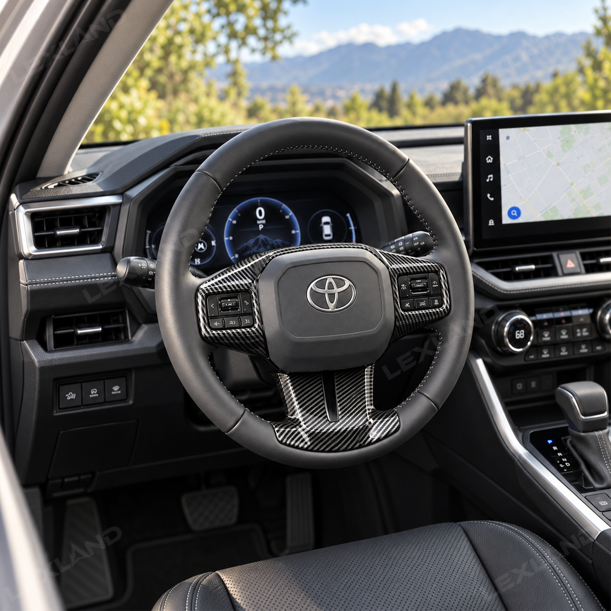 RAV4 Steering Wheel Cover ABS Carbon Fiber Style Interior Upgrade for Toyota