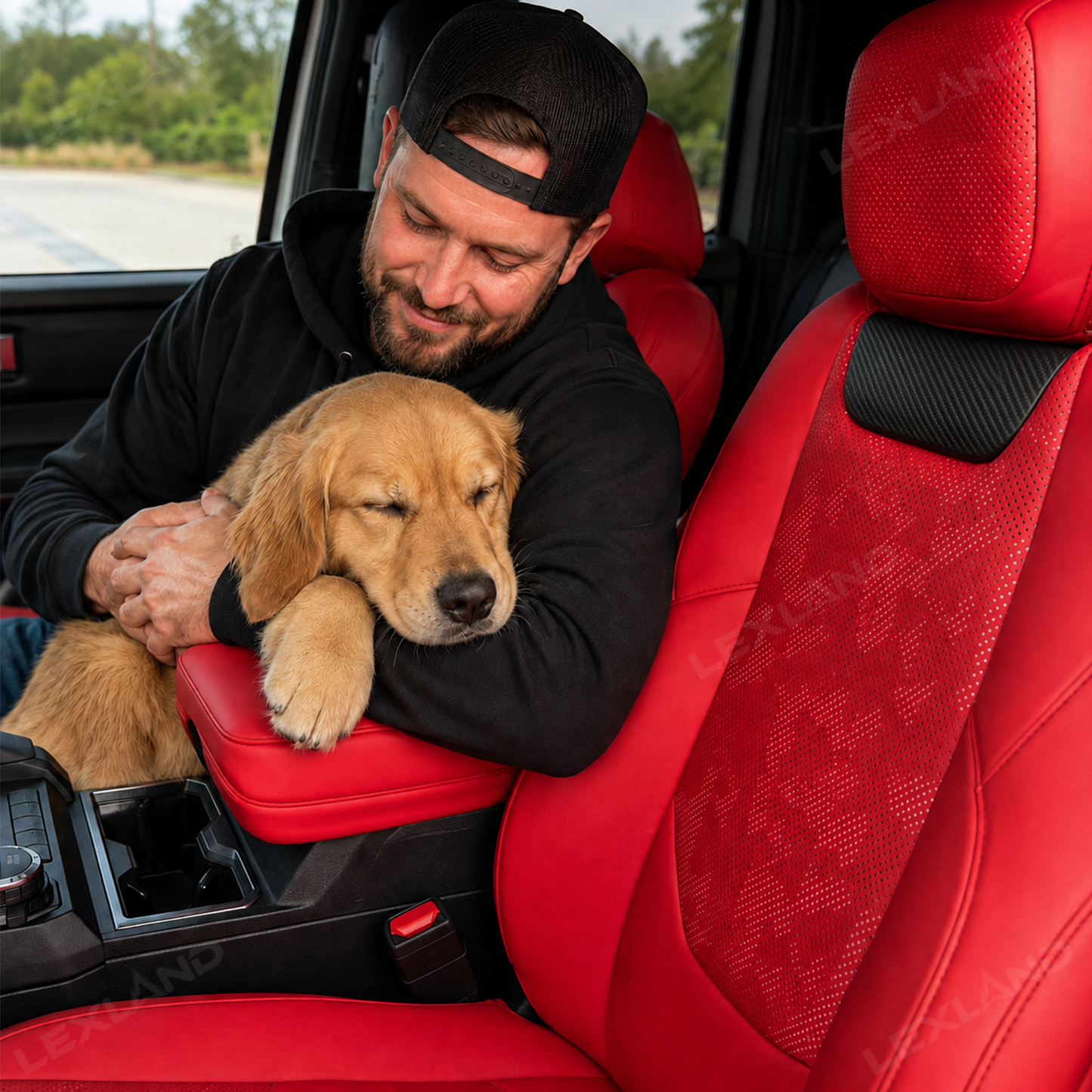 Tacoma Seat Covers with Carbon Fiber-Style Badge Embossed Nappa Camo Seat Protector for Toyota