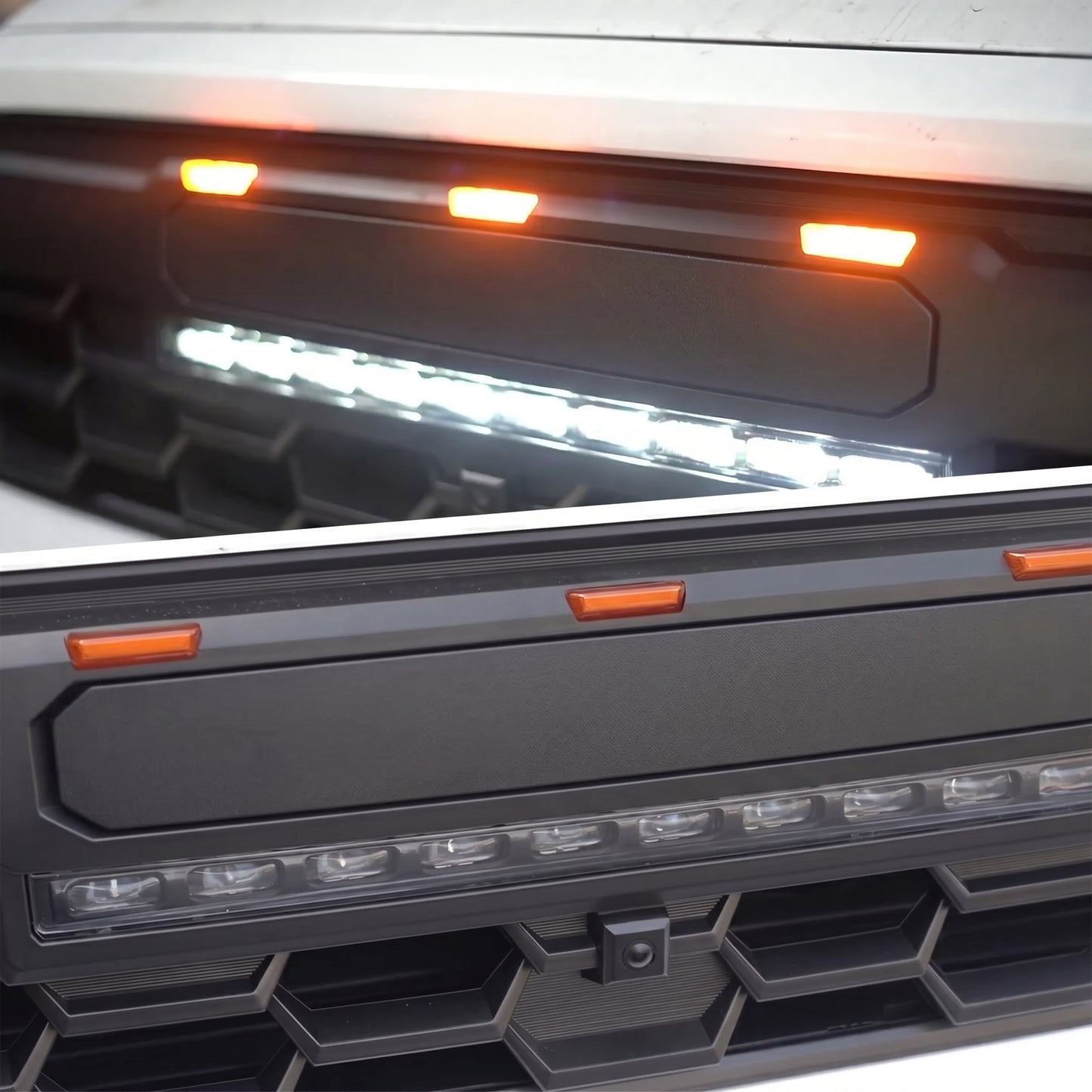 Tacoma Front Bumper Grille With LED & Light Bar Racing Grills With TRD PRO Style Upgrade for Toyota