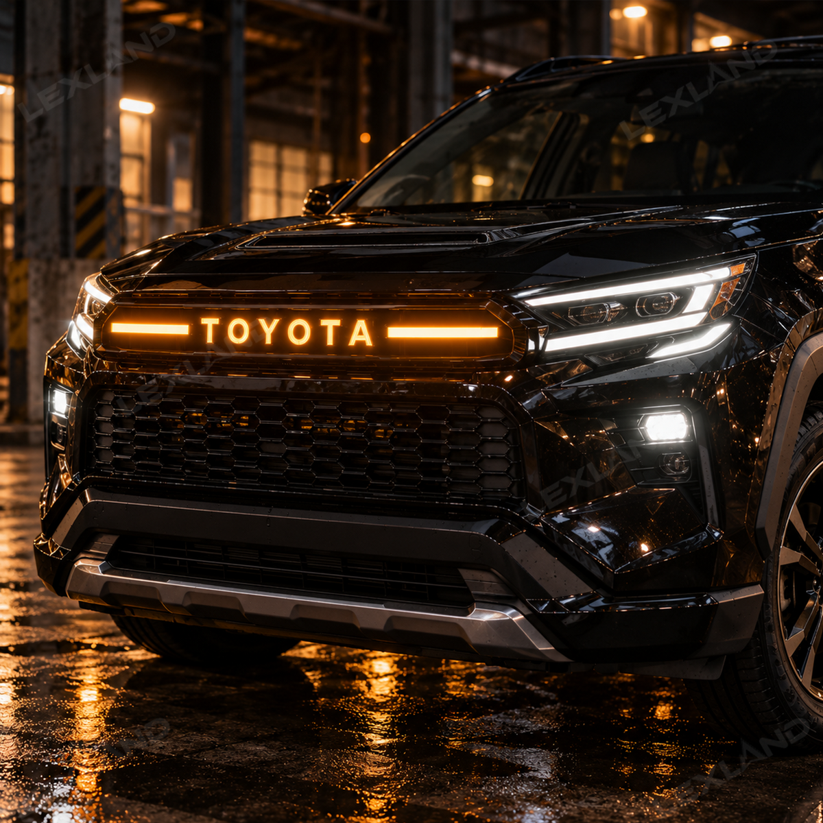 RAV4 Front Bumper Grille Light Bar Dual-Color Illuminated TOYOTA Style Front Grille with DRL