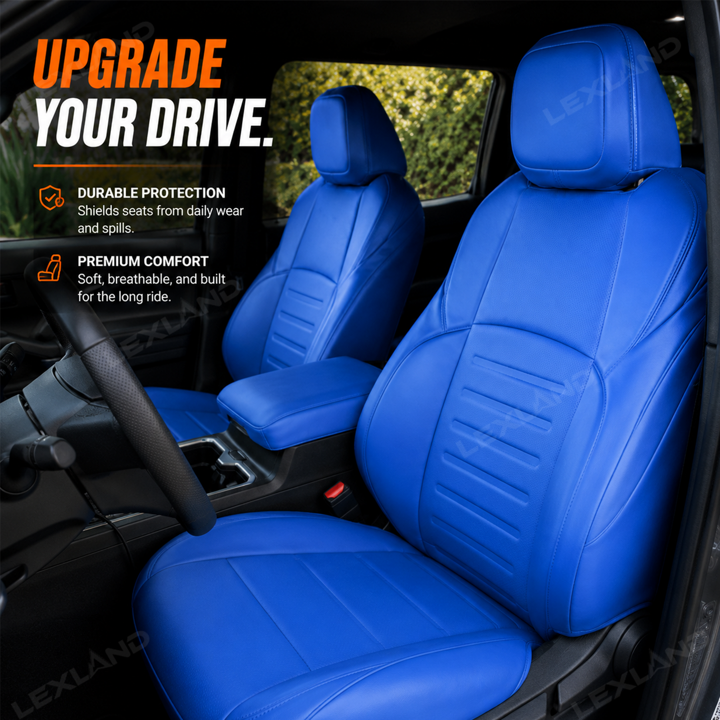Tacoma /4Runner Seat Covers Blue Embossed Seat Protector with TRD Style Premium Interior Protection