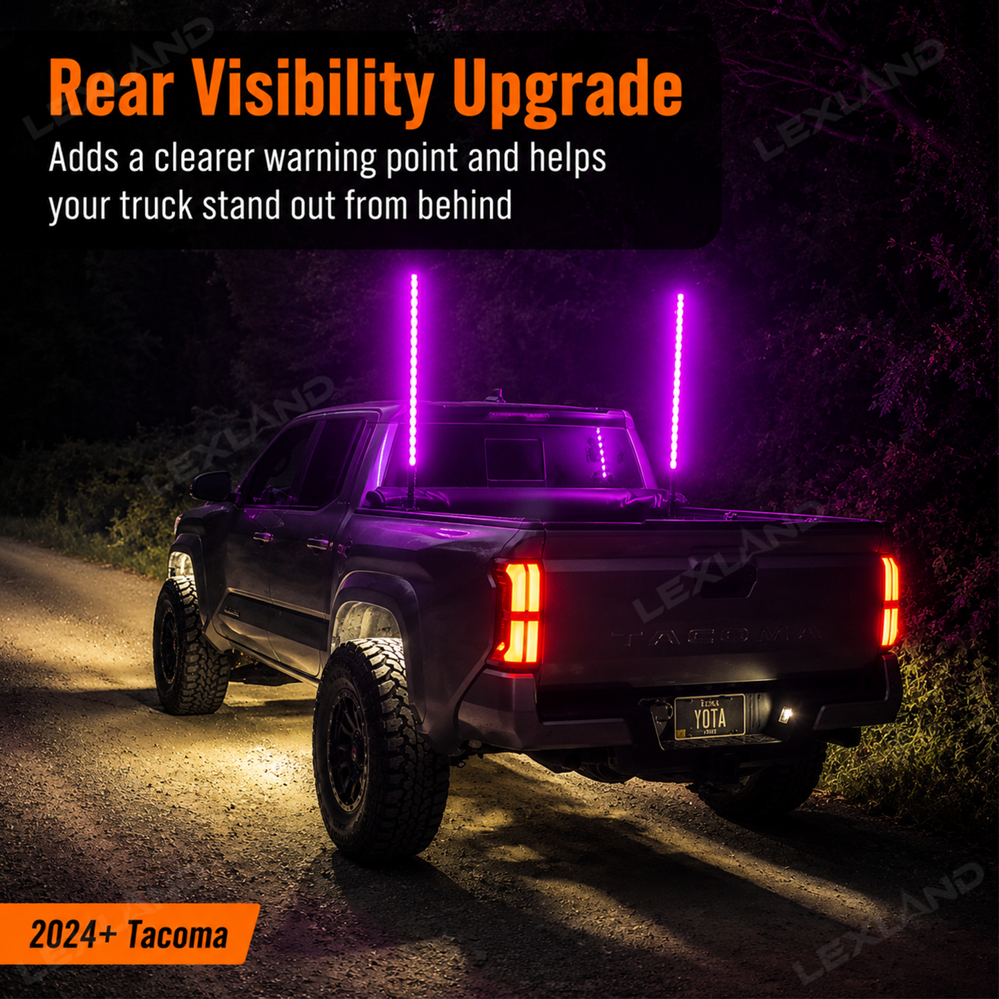Tacoma LED Bed Whip Lights with Mounting Brackets 2FT RGB Truck Bed Mounted Whip Poles