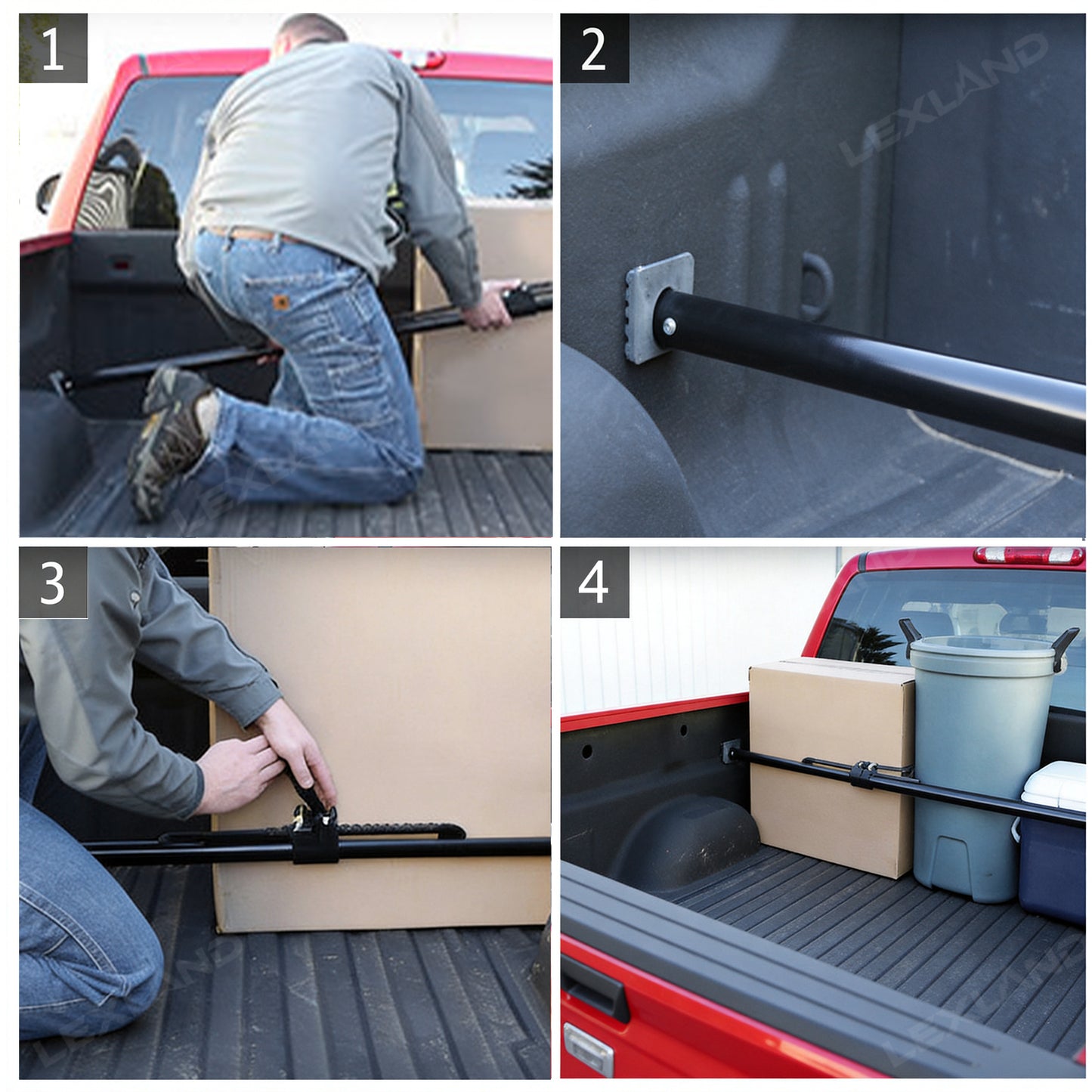 Tacoma/4Runner Cargo Stabilizer Bar Adjustable Truck Bed Load Stop Divider Bar for Toyota