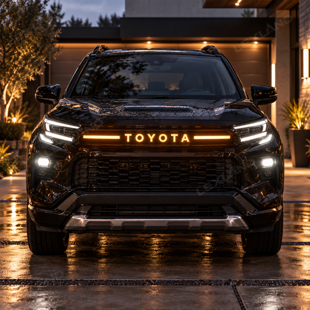RAV4 Front Bumper Grille Light Bar Dual-Color Illuminated TOYOTA Style Front Grille with DRL