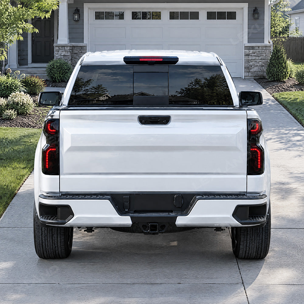 Silverado 1500 Smoked Third Brake Light Cover & Tail Light Covers Overlays Rear Lamp Protector