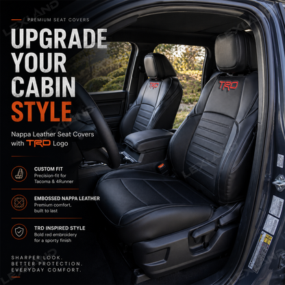 Tacoma /4Runner Seat Covers Embossed Nappa Leather Seat Protectors with TRD Logo for Toyota