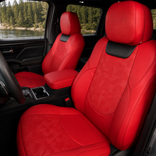 Tacoma/4Runner Seat Covers with Carbon Fiber-Style Badge Embossed Nappa Camo Seat Protector for Toyota
