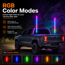 Tacoma LED Bed Whip Lights with Mounting Brackets 2FT RGB Truck Bed Mounted Whip Poles