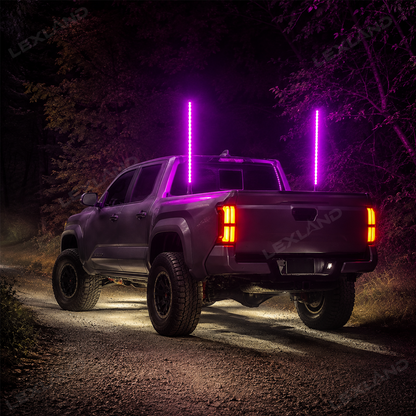 Tacoma LED Bed Whip Lights with Mounting Brackets 2FT RGB Truck Bed Mounted Whip Poles