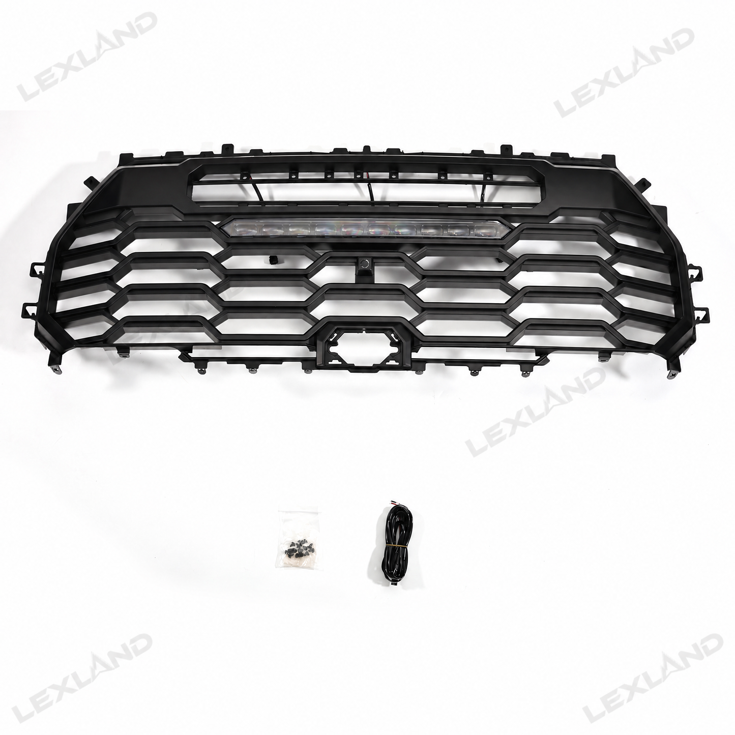 Tundra Front Grille with Amber Light & LED Light Bar TRD-Style Front Bumper Grill Replacement for Toyota