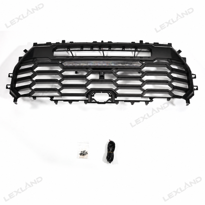 Tundra Front Grille with Amber Light & LED Light Bar TRD-Style Front Bumper Grill Replacement for Toyota