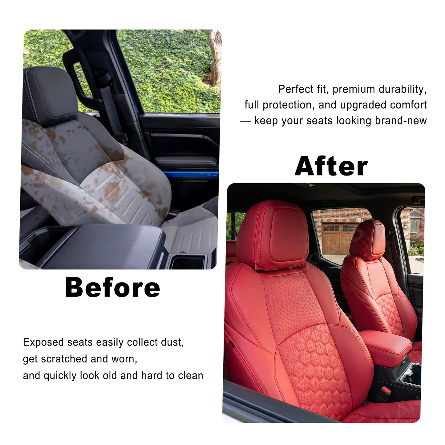 Tacoma Seat Covers Honeycomb-Pattern Seat Protectors with TRD Letter Style for Toyota