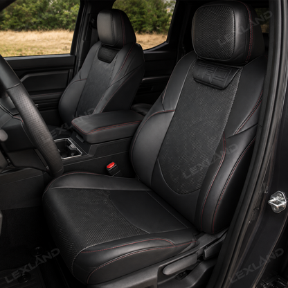 Tacoma Seat Covers with Carbon Fiber-Style Badge Embossed Nappa Camo Seat Protector for Toyota