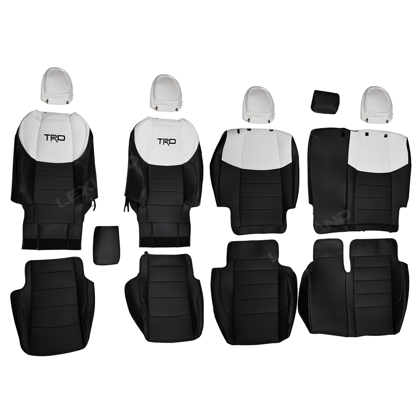 Tundra Seat Covers Black & White Two-tone Seat Protector with TRD Letter Style for Toyota