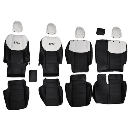Tundra Seat Covers Black & White Two-tone Seat Protector with TRD Letter Style for Toyota