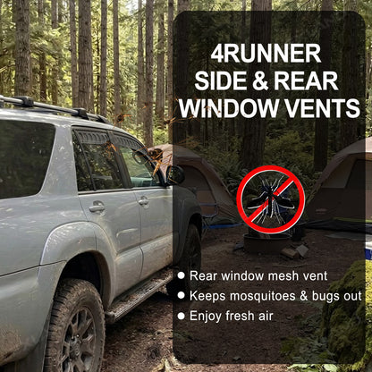 4Runner Side & Rear Window Vents Breathable Ventilation Bug Protection Privacy Shield for Toyota