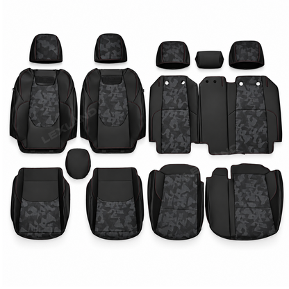 Tacoma Seat Covers with Carbon Fiber-Style Badge Embossed Nappa Camo Seat Protector for Toyota