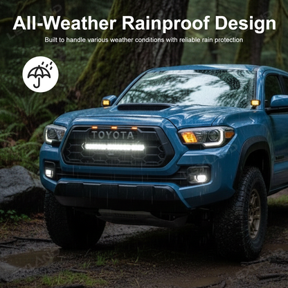 Tacoma Front Grill Replacement with Light Bar & Toyota Logo Front Bumper Grille for Toyota