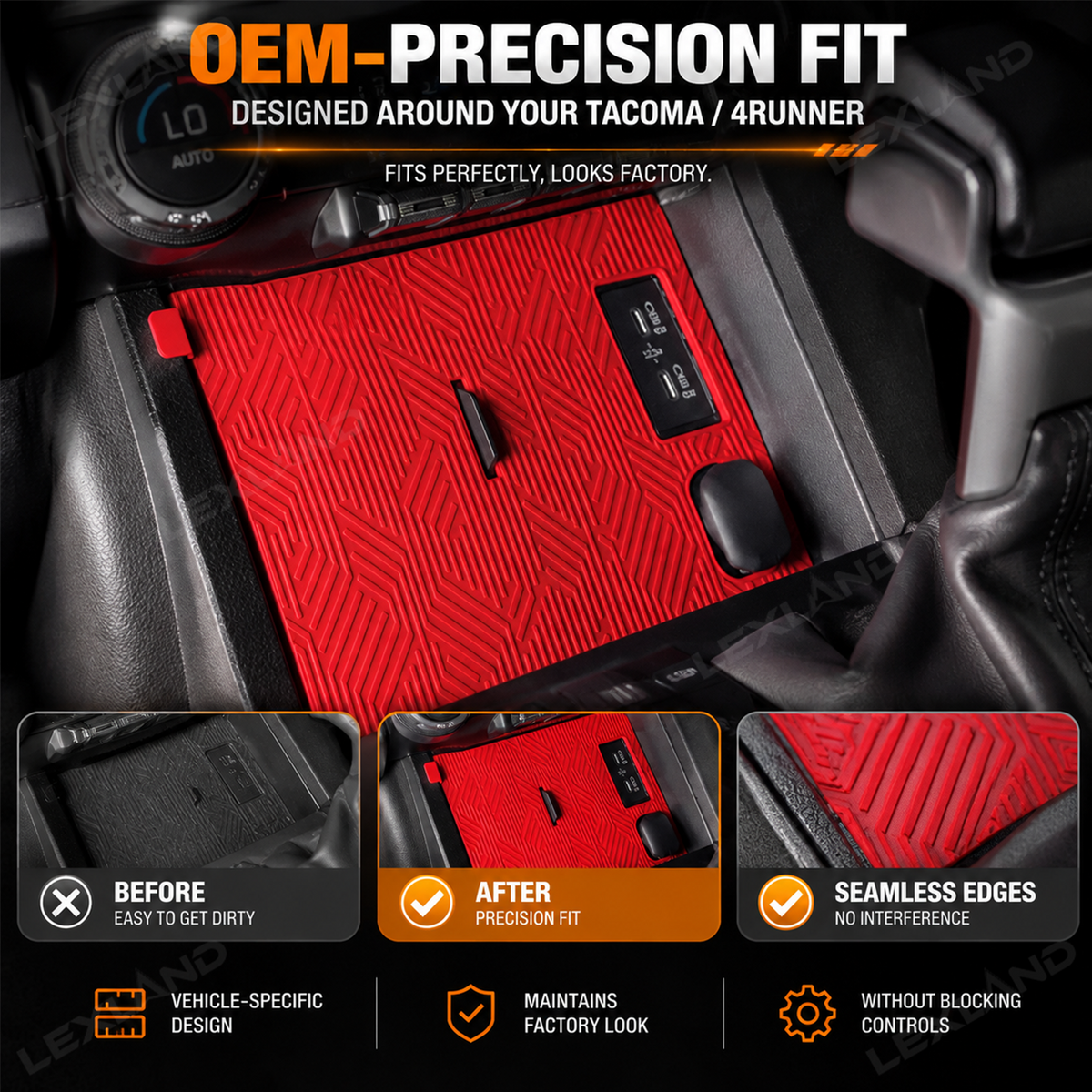 Tacoma/4Runner Interior Silicone Liner Insert Interior Cover & Organizer Set for Toyota