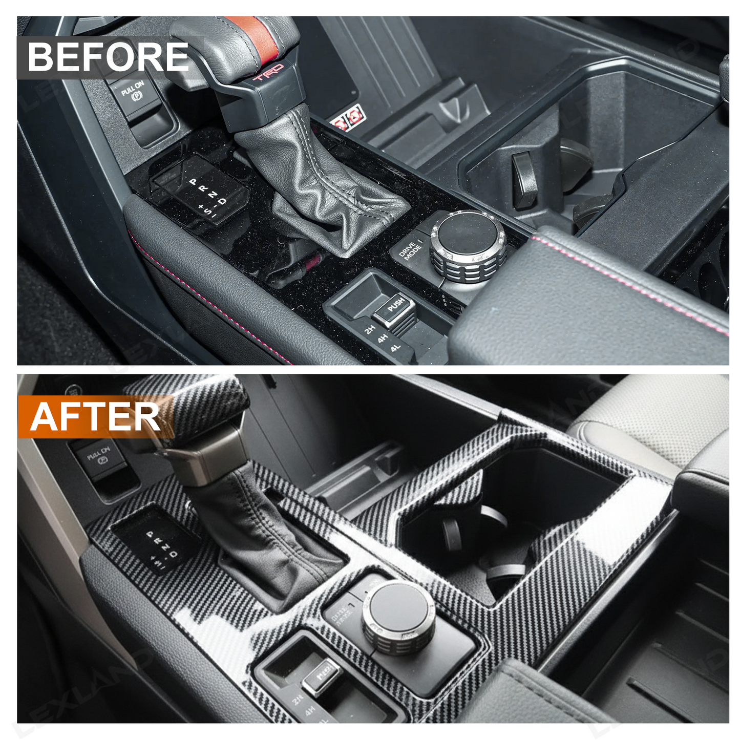 Tundra Center Control Gear Shift Panel Cover Trim ABS Carbon Fiber Style Console Overlay