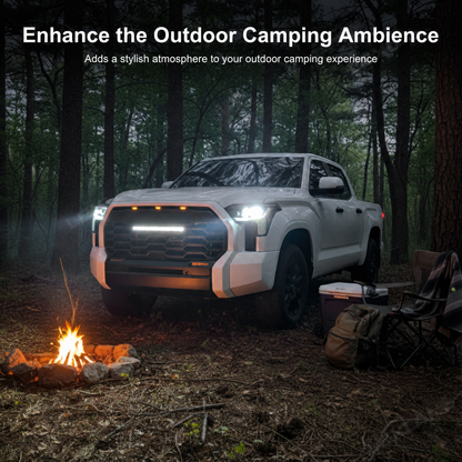 Tundra Front Grille with Amber Light & LED Light Bar TRD-Style Front Bumper Grill Replacement for Toyota