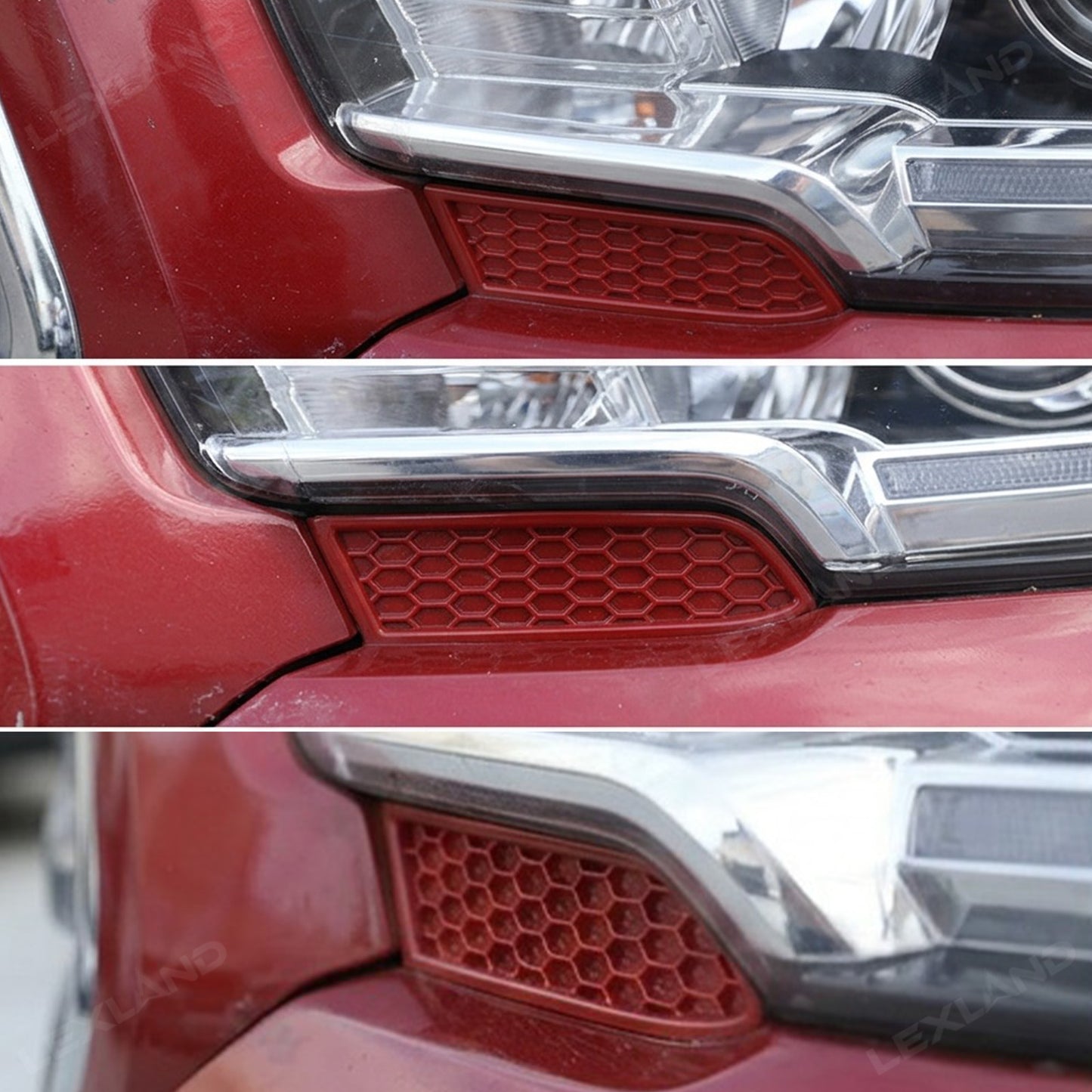Tacoma Front Headlight Cover Trim ABS TRD-style Red Honeycomb Sticker Exterior Decor Cover for Toyota