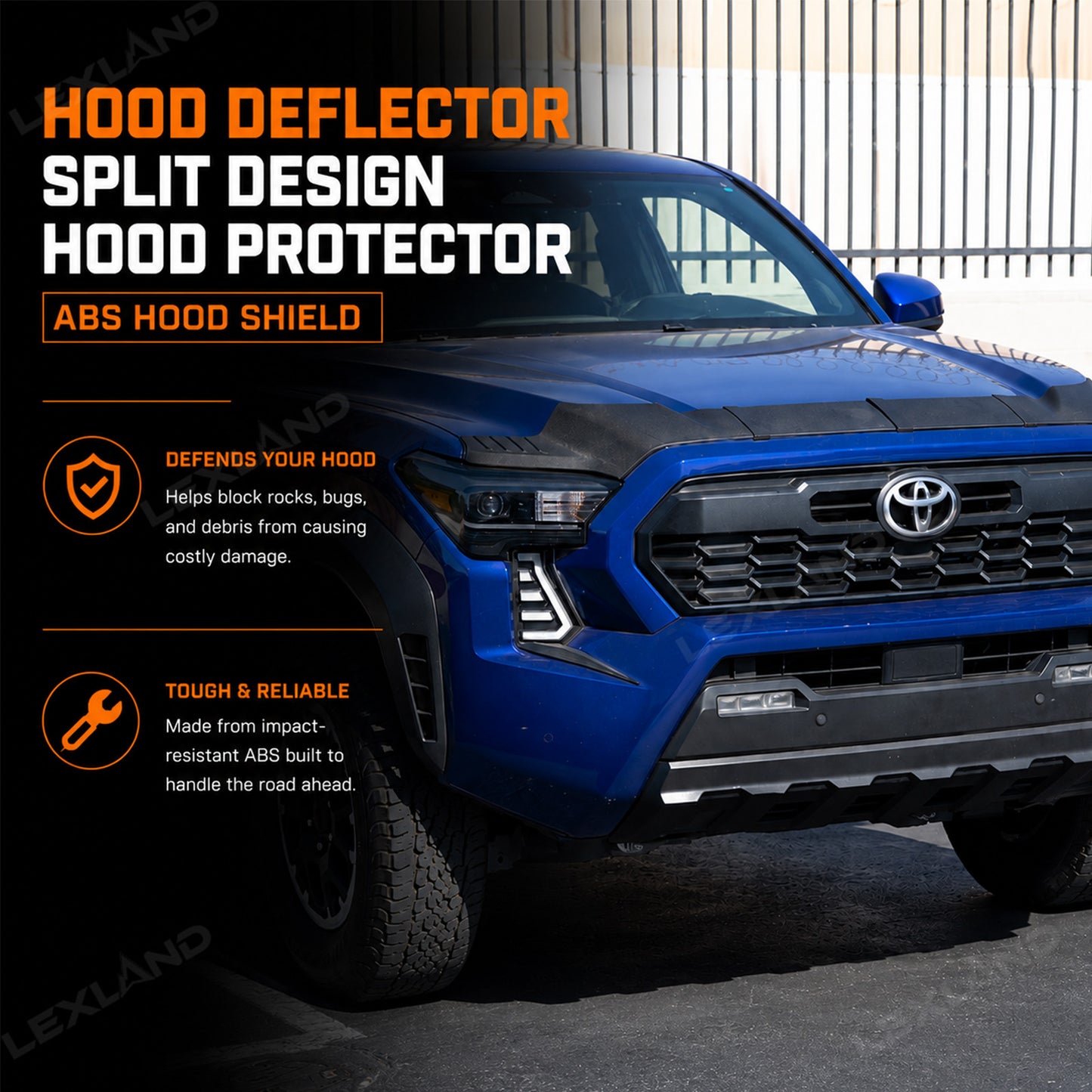 Tacoma Hood Deflector Split Design Hood Protector ABS Hood Shield for Toyota