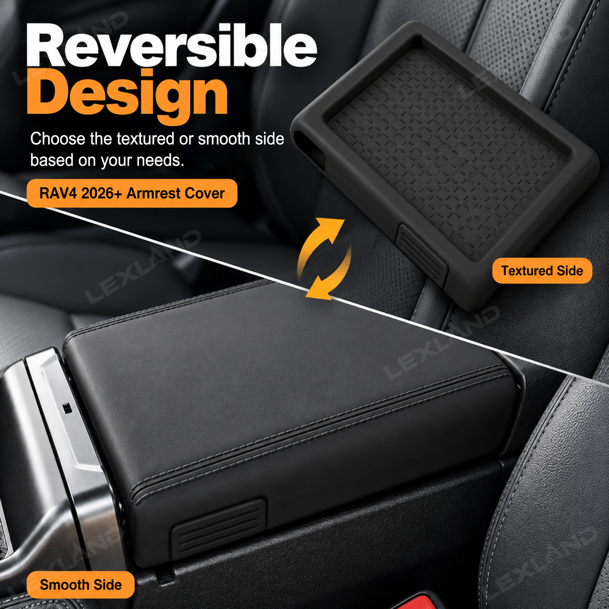 RAV4 Center Console Cover Reversible Silicone Armrest Box Cover Trim Interior Protection for Toyota