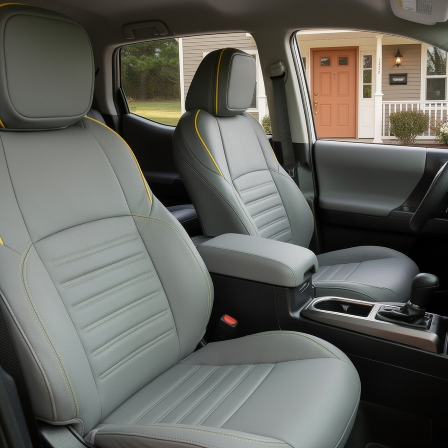 4Runner Seat Covers Embossed Nappa Leather Seat Protector Set with TRD Pro Style for Toyota