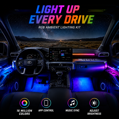 Tacoma RGB Ambient Lighting Kit Dynamic Interior LED Light Strips App Control & Music Sync