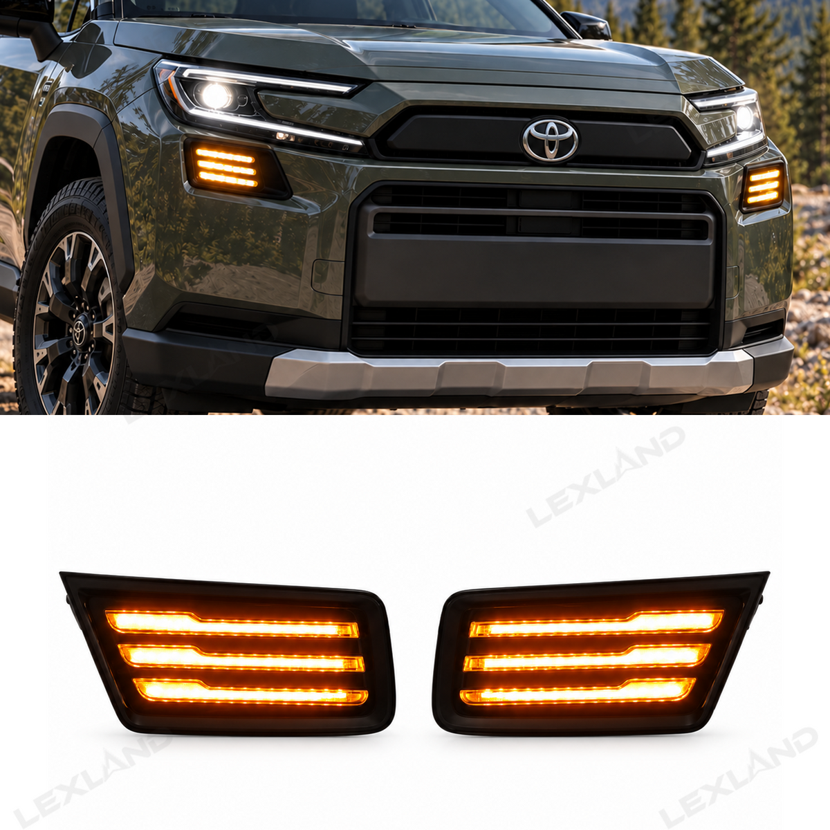 Rav4 Woodland Front head LED Lights Daytime Running Lights DRL Fog Light for Toyota
