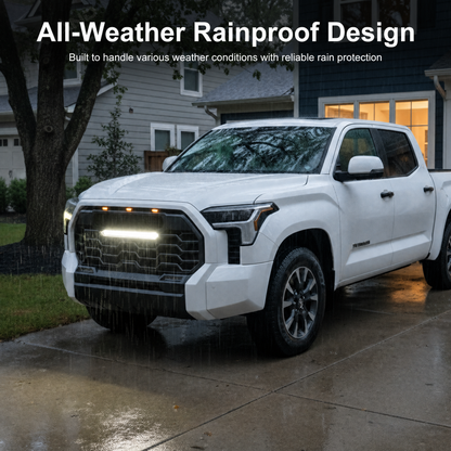 Tundra Front Grille with Amber Light & LED Light Bar TRD-Style Front Bumper Grill Replacement for Toyota