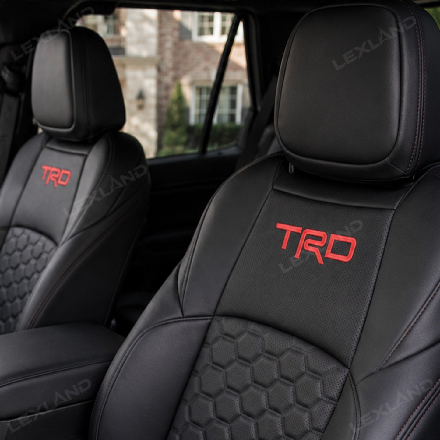 Tacoma/4Runne Seat Covers Honeycomb-Pattern Seat Protectors with TRD Letter Style for Toyota