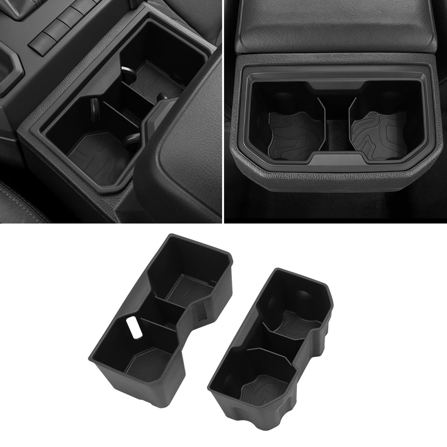 Tacoma Cup Holder Inserts Center Console & Rear Armrest Drink Holder Organizer 2PCS for Toyota