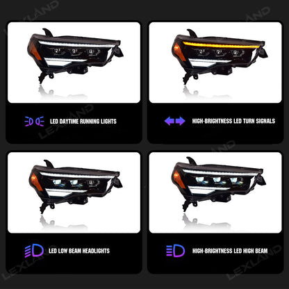 4Runner LED Headlights Front Head Lamp Replacement Kit with Sequential Turn Signal
