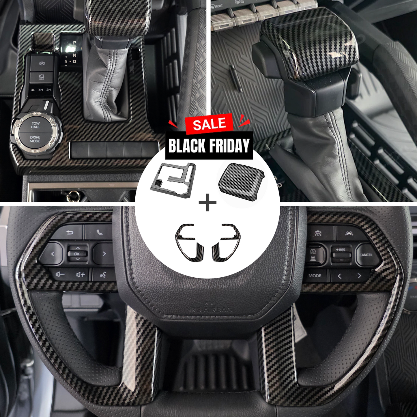 4Runner Interior Cover Trim ABS Carbon Fiber Style Protective Overlays