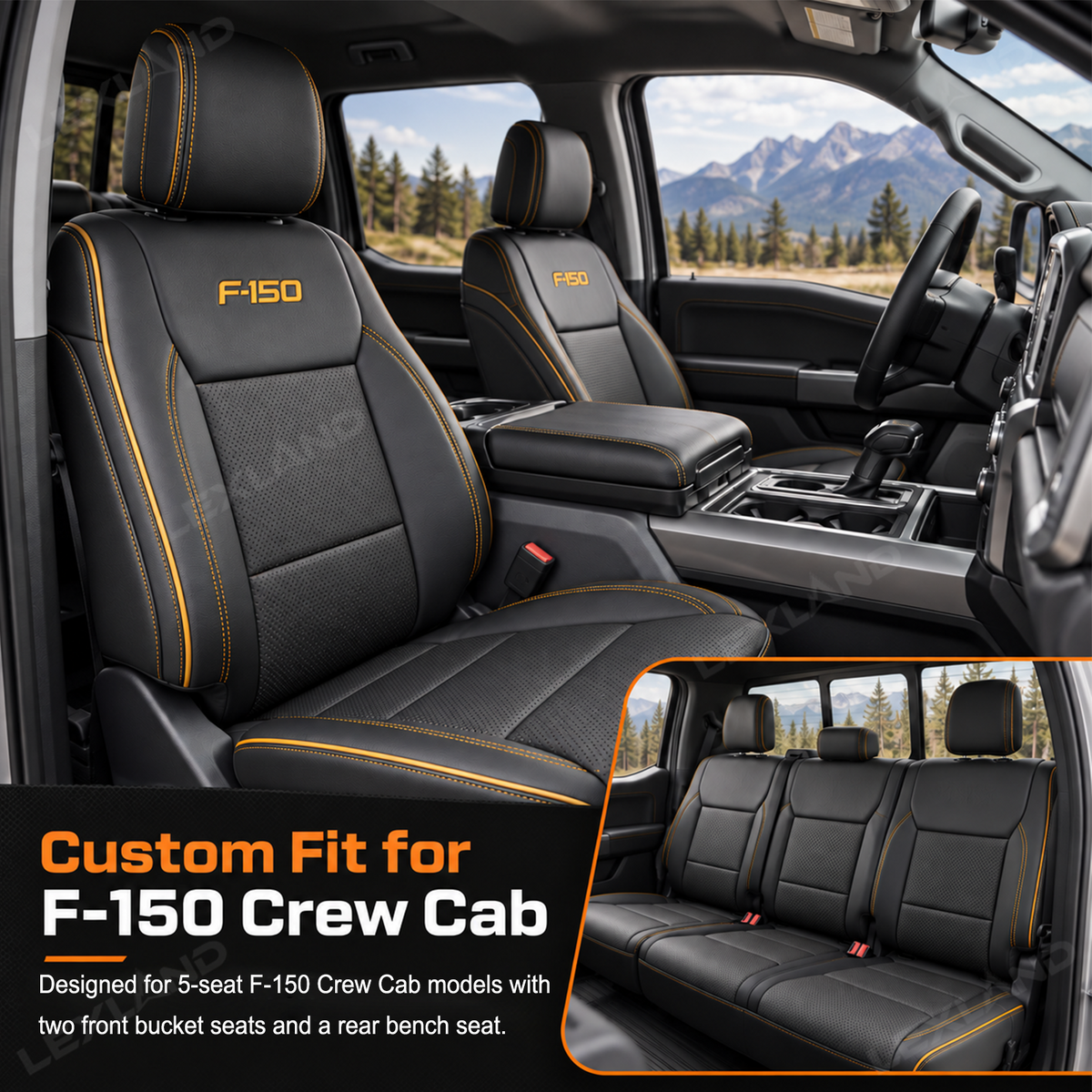 F-150 Crew Cab XL/XLT Seat Covers Custom-Fit Seat Protector Interior Seat Upgrade