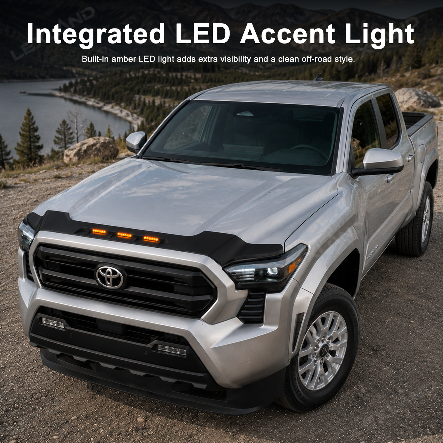 Tacoma/4Runner Hood Protector with LED Light Hood Deflector Bug Deflector 2.0 for Toyota