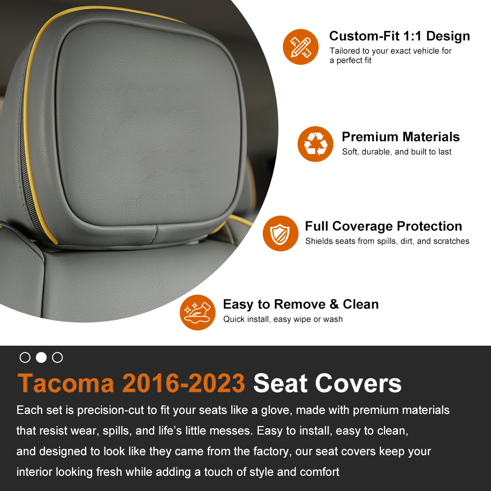 Tacoma/4Runner Seat Covers Embossed Nappa Leather Seat Protector Set with TRD Pro Style for Toyota