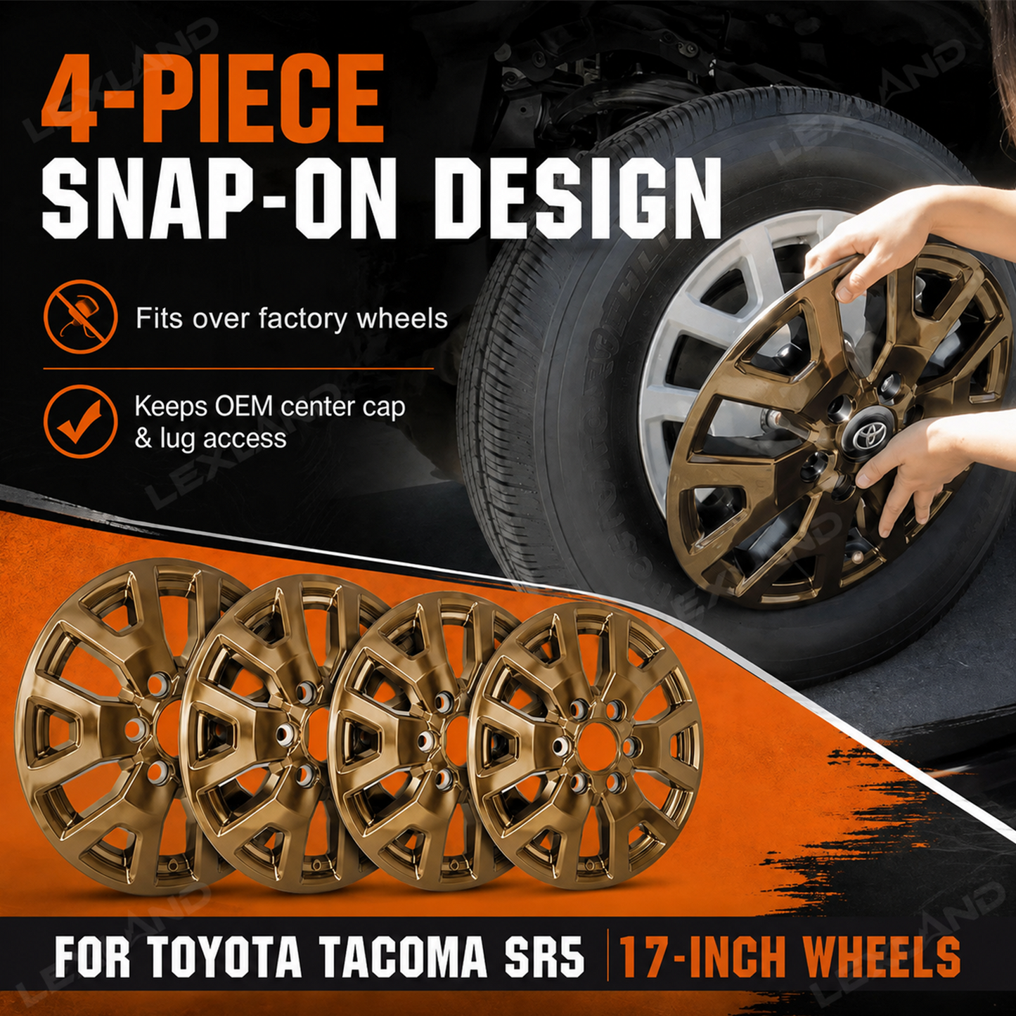 Tacoma SR5 17-Inch Wheel Covers OEM-Style Wheel Skins Hubcaps 4PCS for Toyota