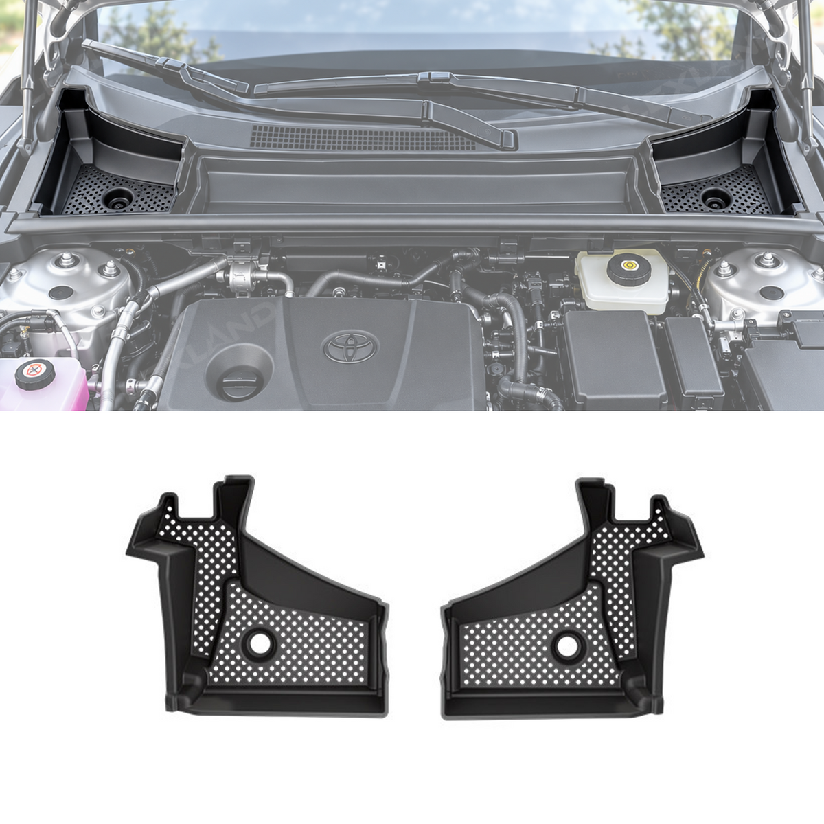 RAV4 Front Engine Room Air Intake Outlet Guard Cover TPE Protection Trim 2PCS for Toyota